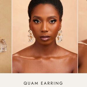 QUAM KHOI Elegant Gold and Cube ACRYLIC Statement Earrings